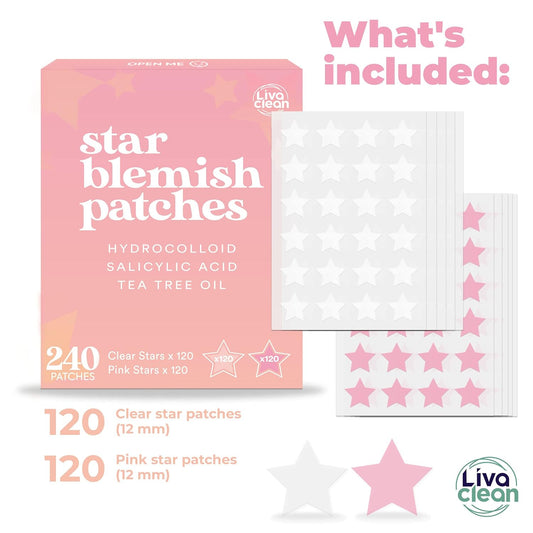 240 CT Pink & Clear Superstar Pimple Patches - w/Salicylic Acid & Tea Tree Oil