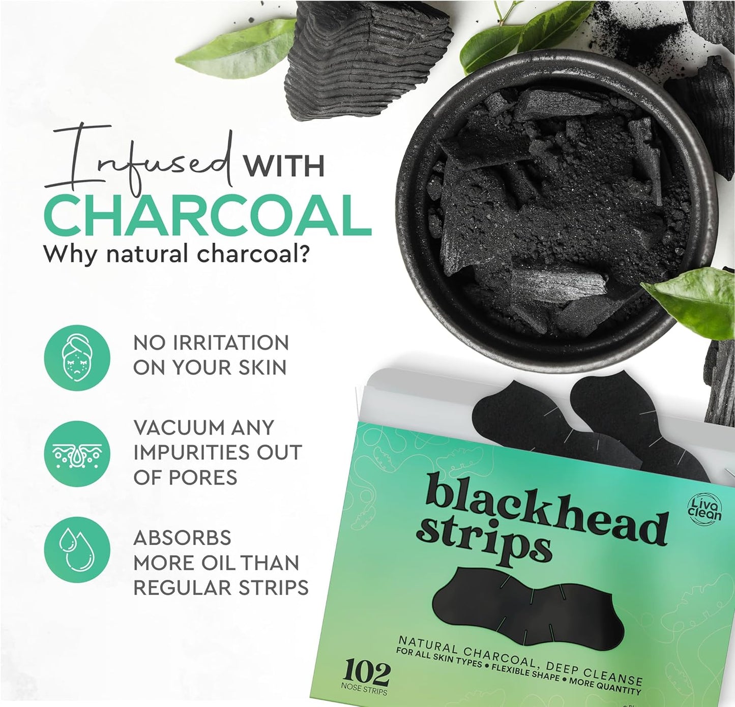 102 Strips Charcoal Blackhead Remover Pore Strips