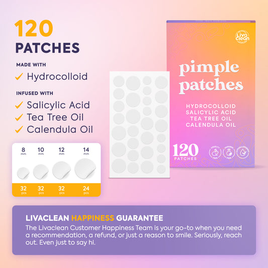 120 CT Pimple Patches w/Salicylic Acid, Tea Tree Oil & Calendula Oil - Four Sizes