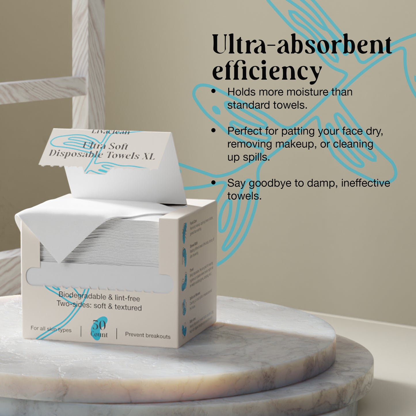 50ct Disposable Skin Towels for Skincare & Makeup Removal