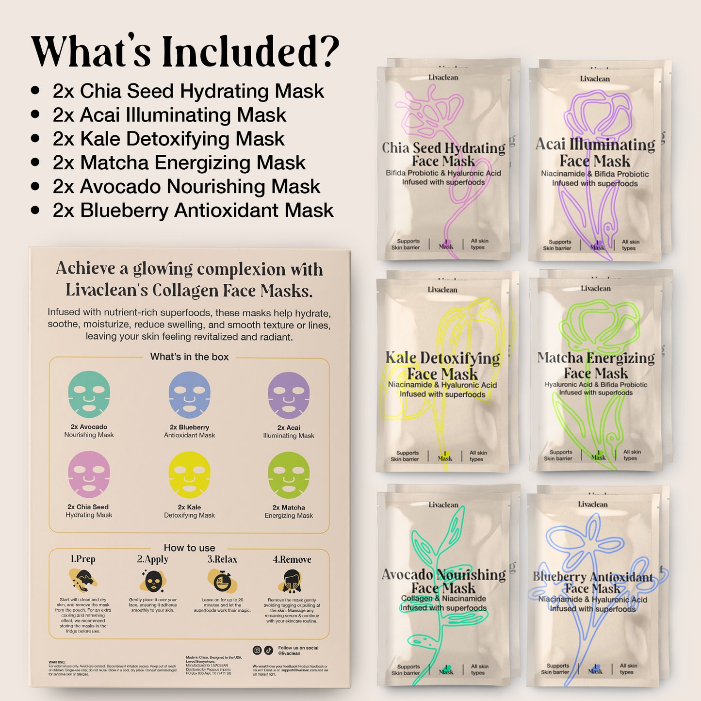 12 ct Collagen Face Mask with Superfoods