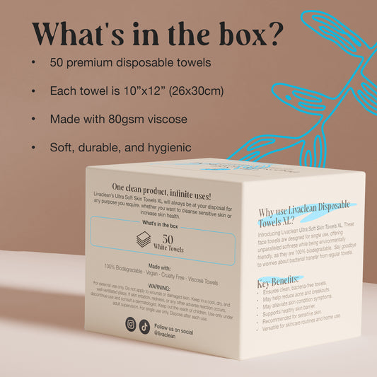 50ct Disposable Skin Towels for Skincare & Makeup Removal