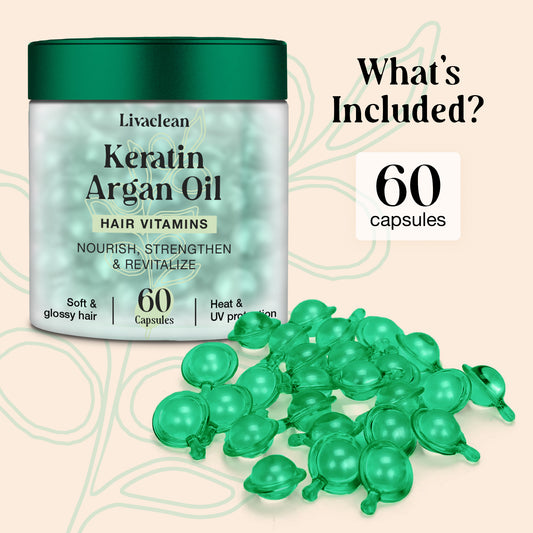 60ct Keratin & Argan Oil Hair Serum Capsules Vitamins