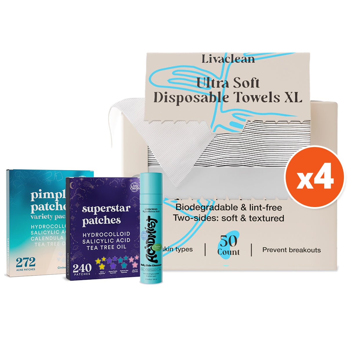 50ct Disposable Skin Towels for Skincare & Makeup Removal