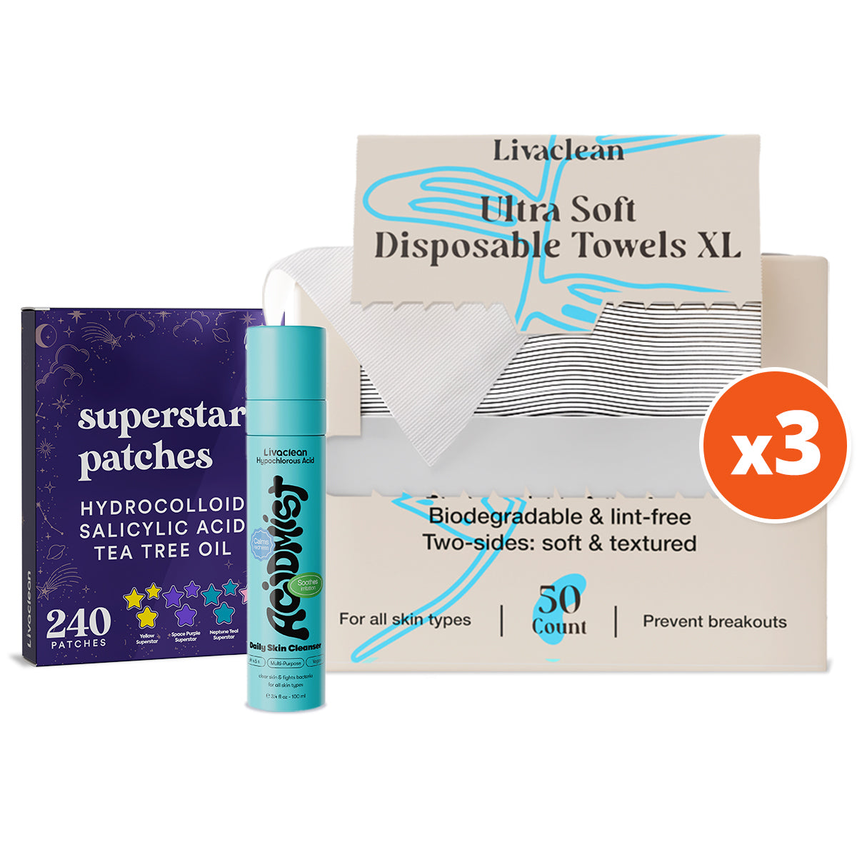 50ct Disposable Skin Towels for Skincare & Makeup Removal