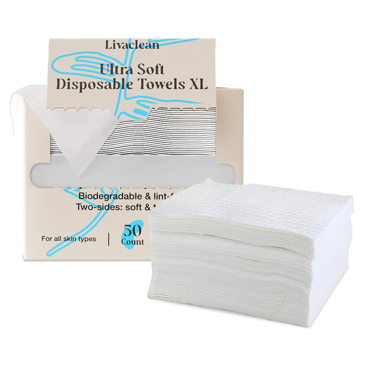 50ct Disposable Skin Towels for Skincare & Makeup Removal