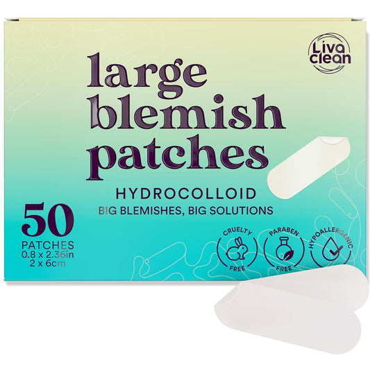 50CT Large Hydrocolloid Pimple Patches - For Clusters & More Coverage