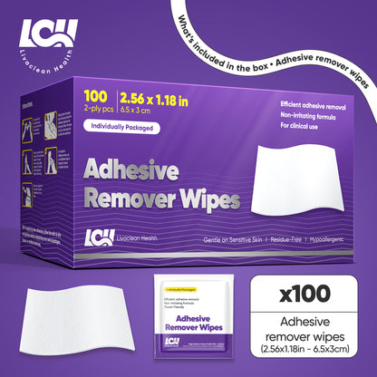 100 CT Adhesive Remover Wipes - Strong & Effective 2.56x1.18in (6.5x3cm)