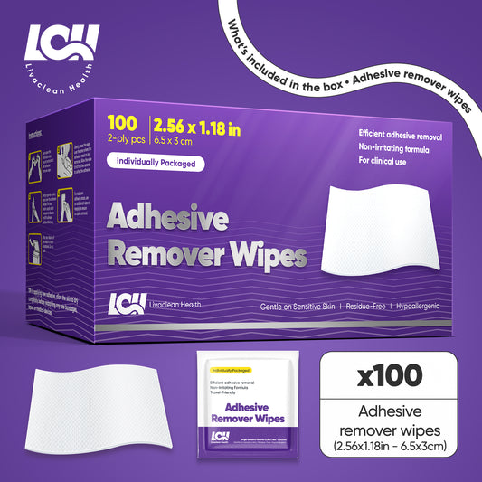 100 CT Adhesive Remover Wipes - Strong & Effective 2.56x1.18in (6.5x3cm)