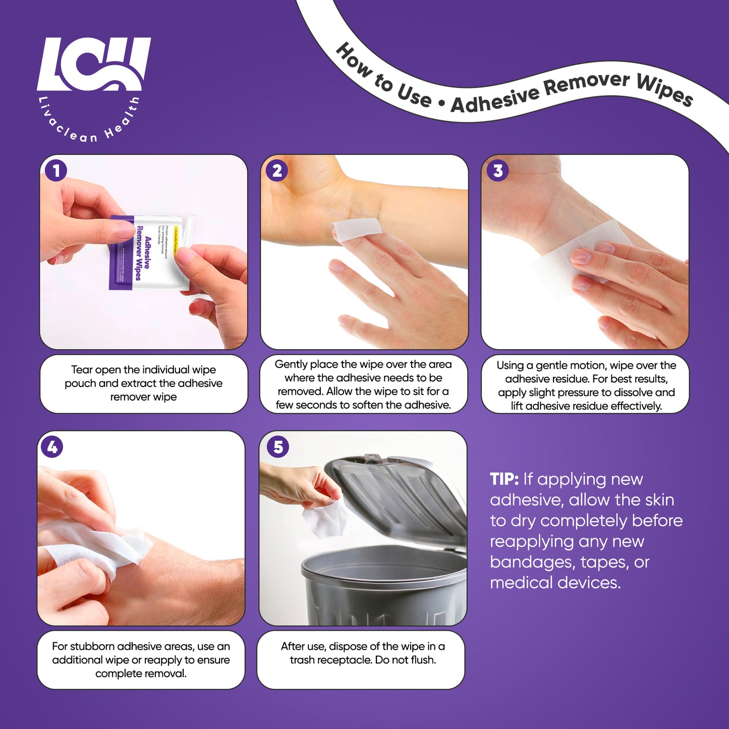 100 CT Adhesive Remover Wipes - Strong & Effective 2.56x1.18in (6.5x3cm)