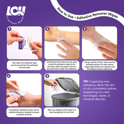 100 CT Adhesive Remover Wipes - Strong & Effective 2.56x1.18in (6.5x3cm)
