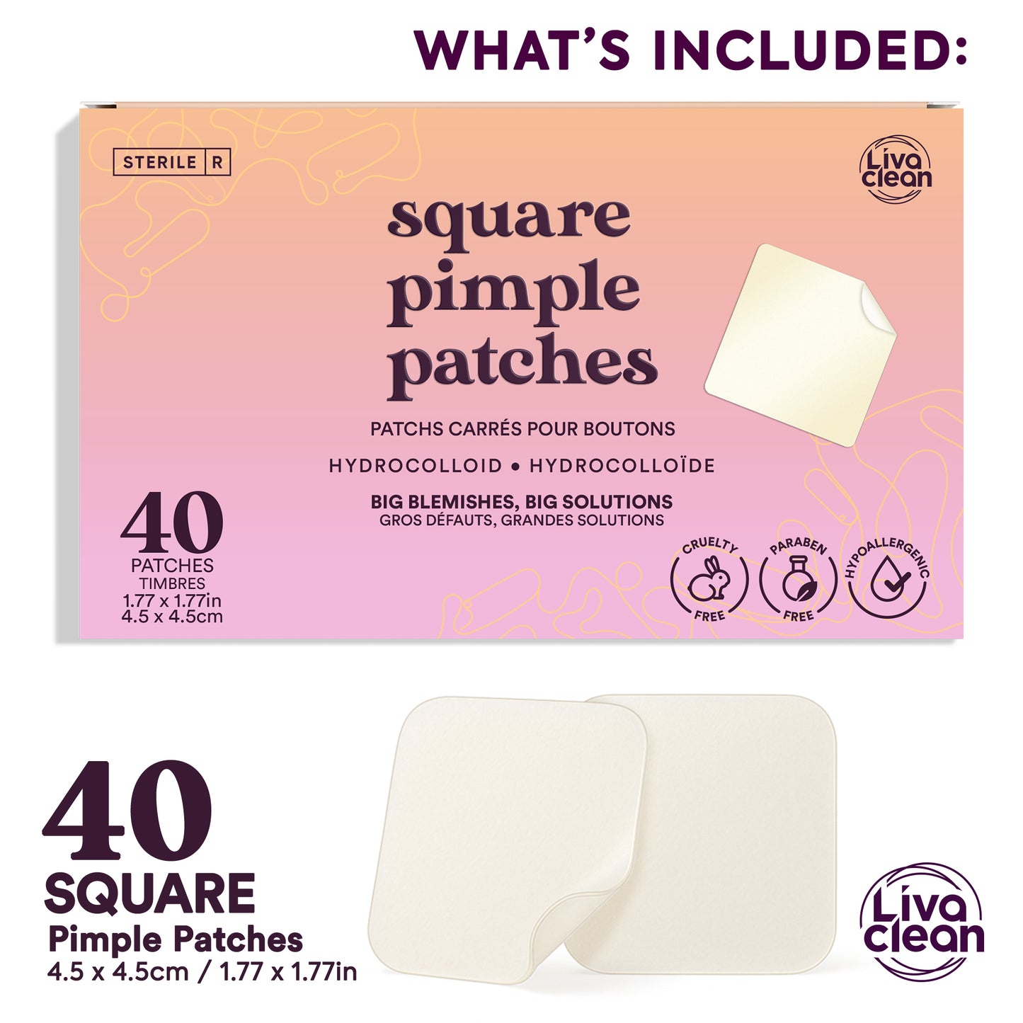 40ct Square Large Pimple Patches