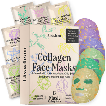 12 ct Collagen Face Mask with Superfoods