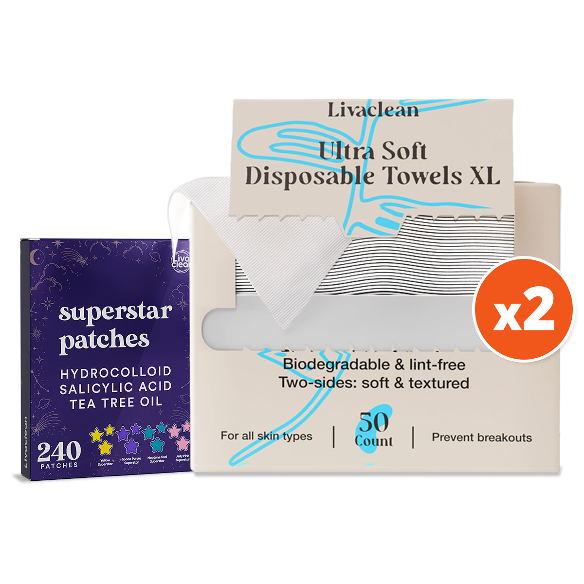 50ct Disposable Skin Towels for Skincare & Makeup Removal