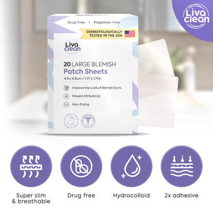 20CT Large Square Hydrocolloid Acne Patches